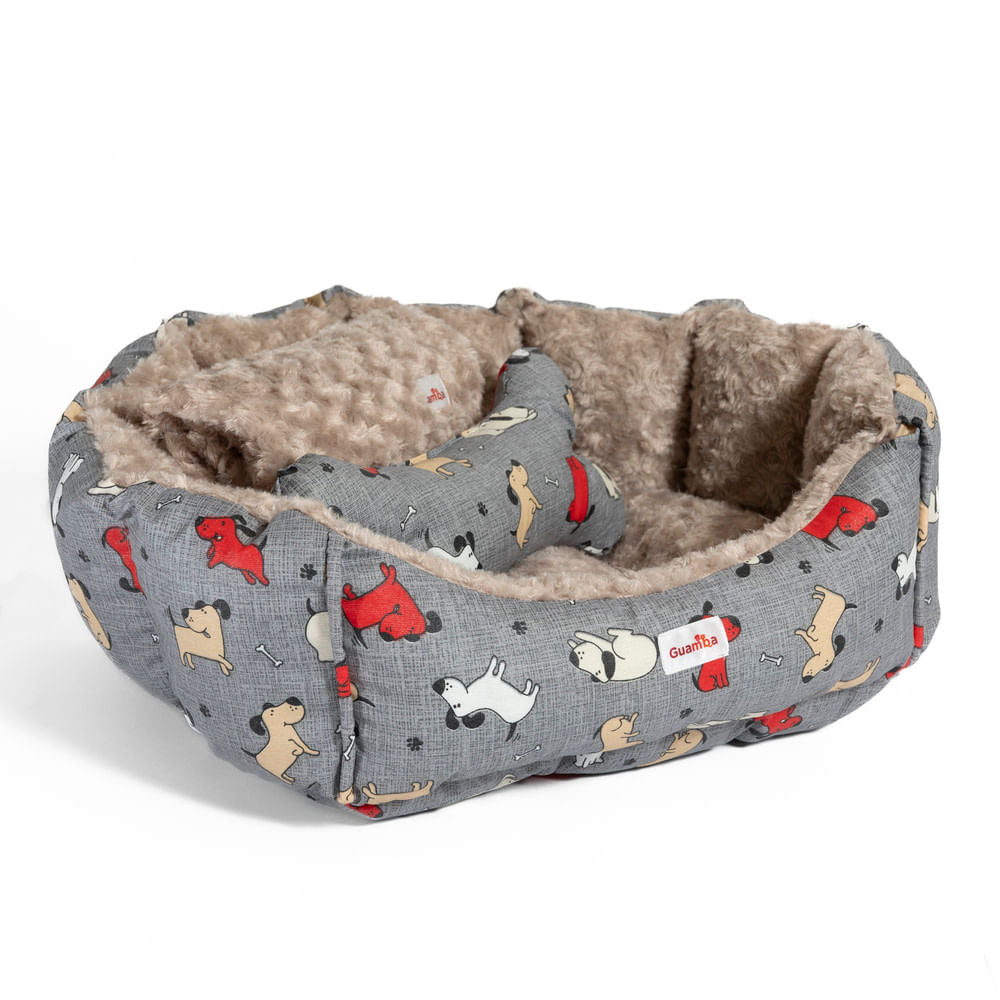 Combo Cama Pecky Gris Guamba Para Perro 50 x 50 cm