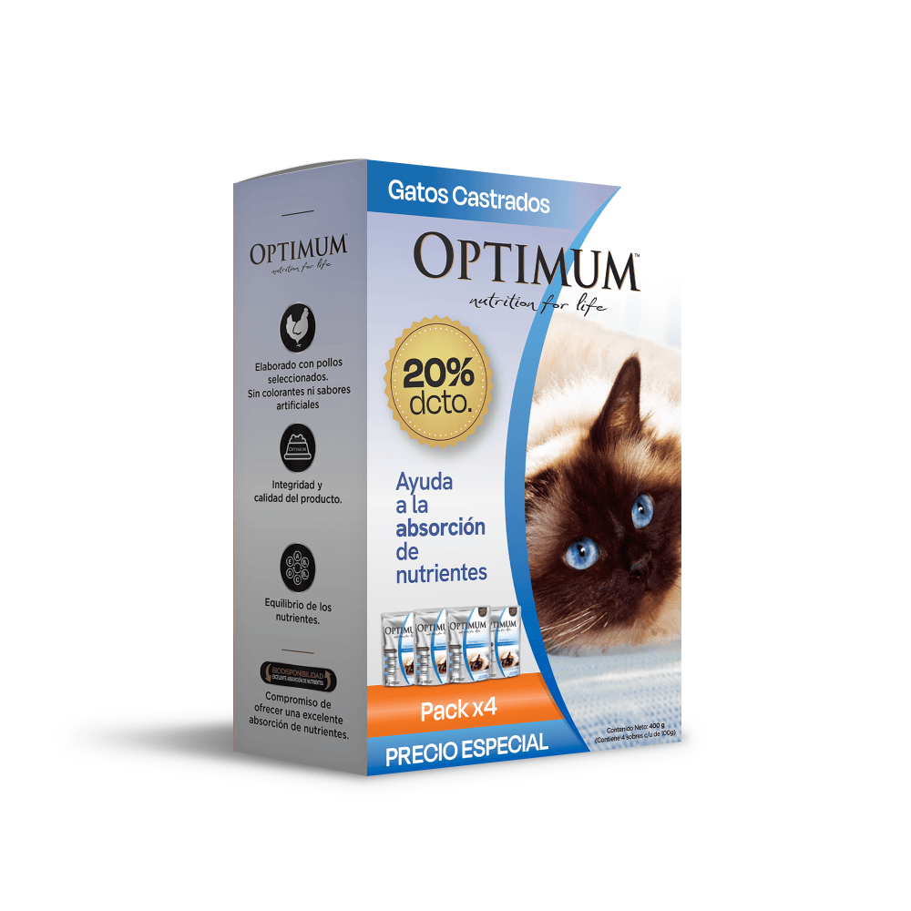 Alimento Húmedo para gatos castrados Optimum X4 u