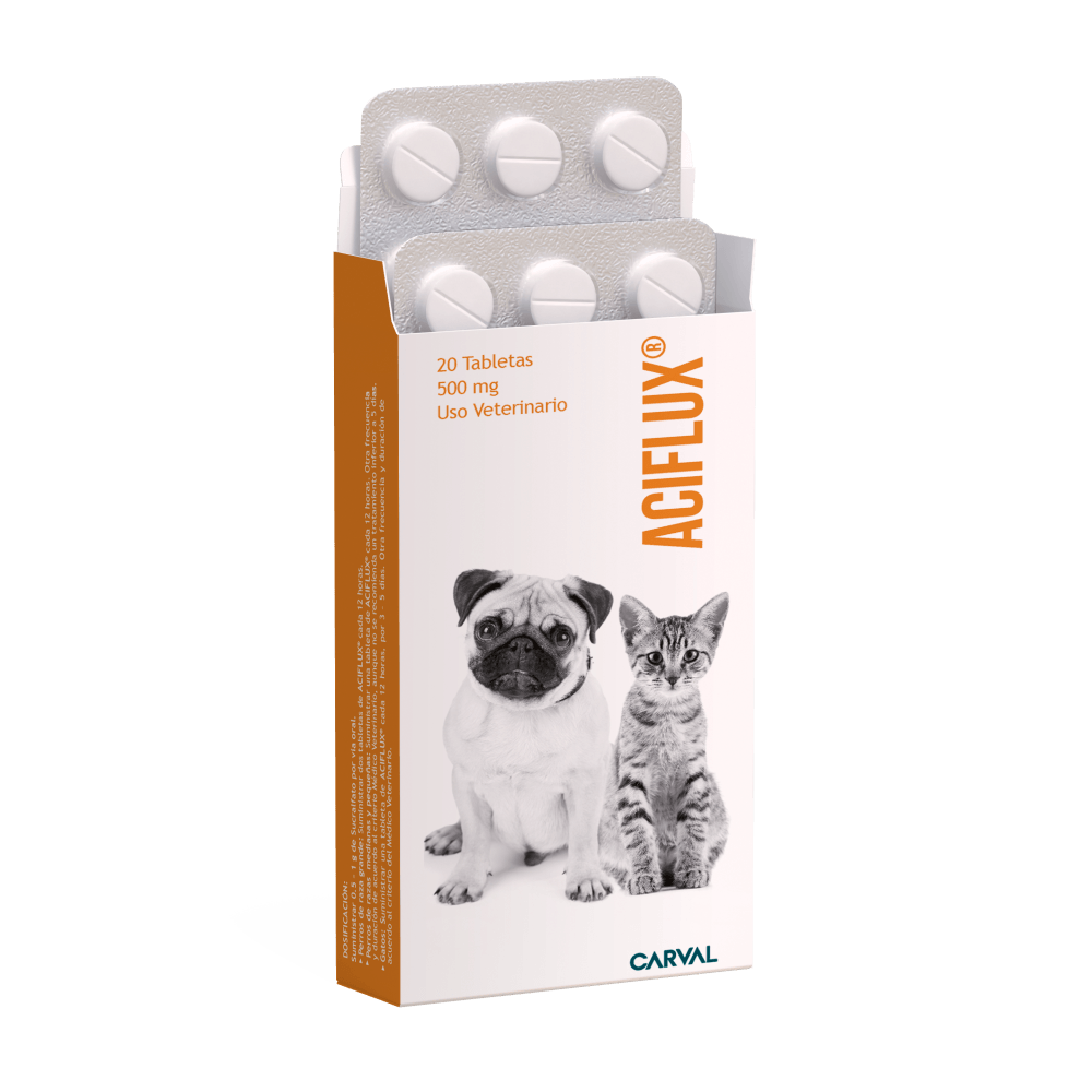 Medicamento Antiulceroso Perros Y Gatos Aciflux 500 Mg  (Precio x Blister) 10 Tab