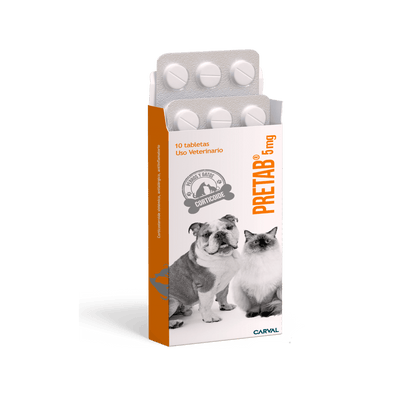 Analgésico y Antiinflamatorio Carval Para Mascotas Pretab 10 TAB 1 BLÍSTER 5 mg