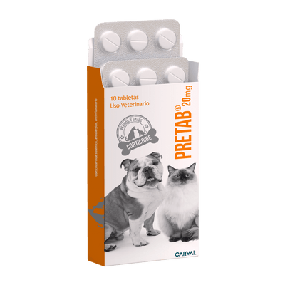 Analgésico y Antiinflamatorio Carval Para Mascotas Pretab 10 TAB 1 BLÍSTER 20 mg