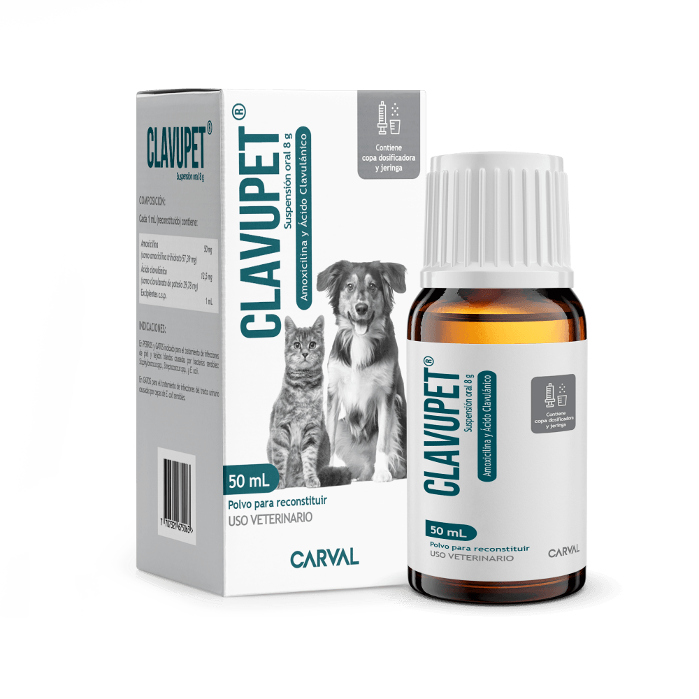 Medicamento Antibiótico Carval Para Mascotas Clavupet 50 ml