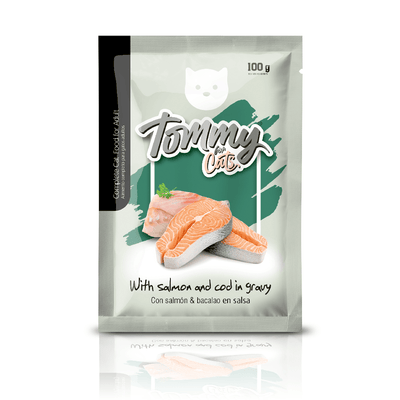 Alimento Húmedo Tommy Pouch Gato Salmon-Bacalao 100 g