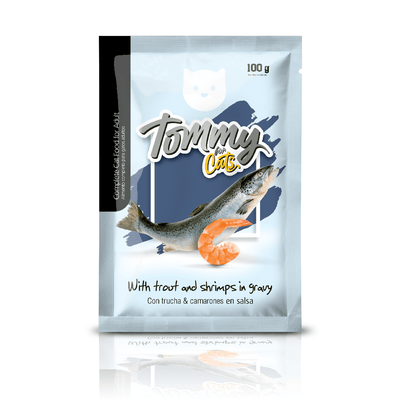 Alimento Húmedo Tommy Pouch Gato Trucha-Camarón 100 g