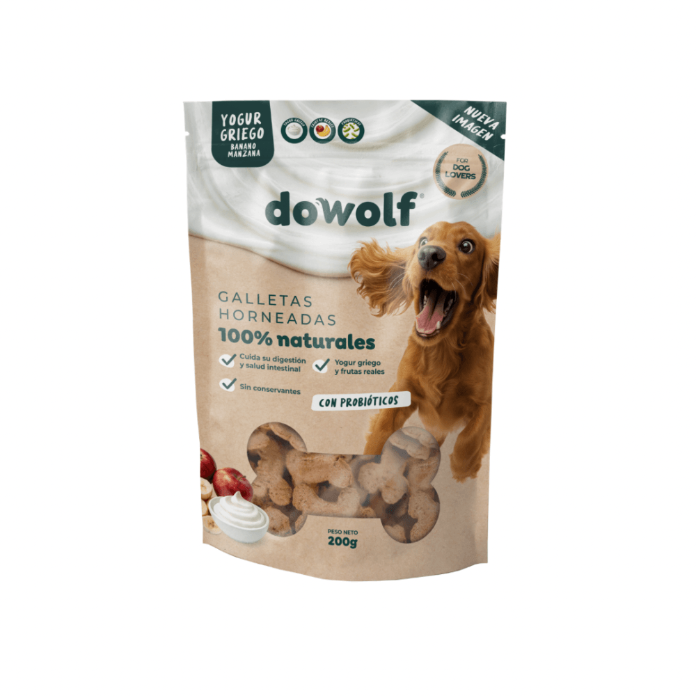 Galletas sabor yogur griego para perro Dowolf 200 g