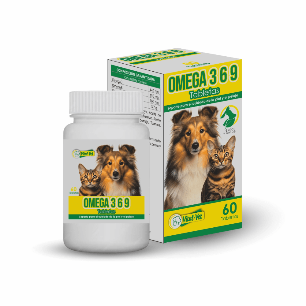 Suplemento de omega 3 6 9 para mascotas Vital Vet 60 Tab.