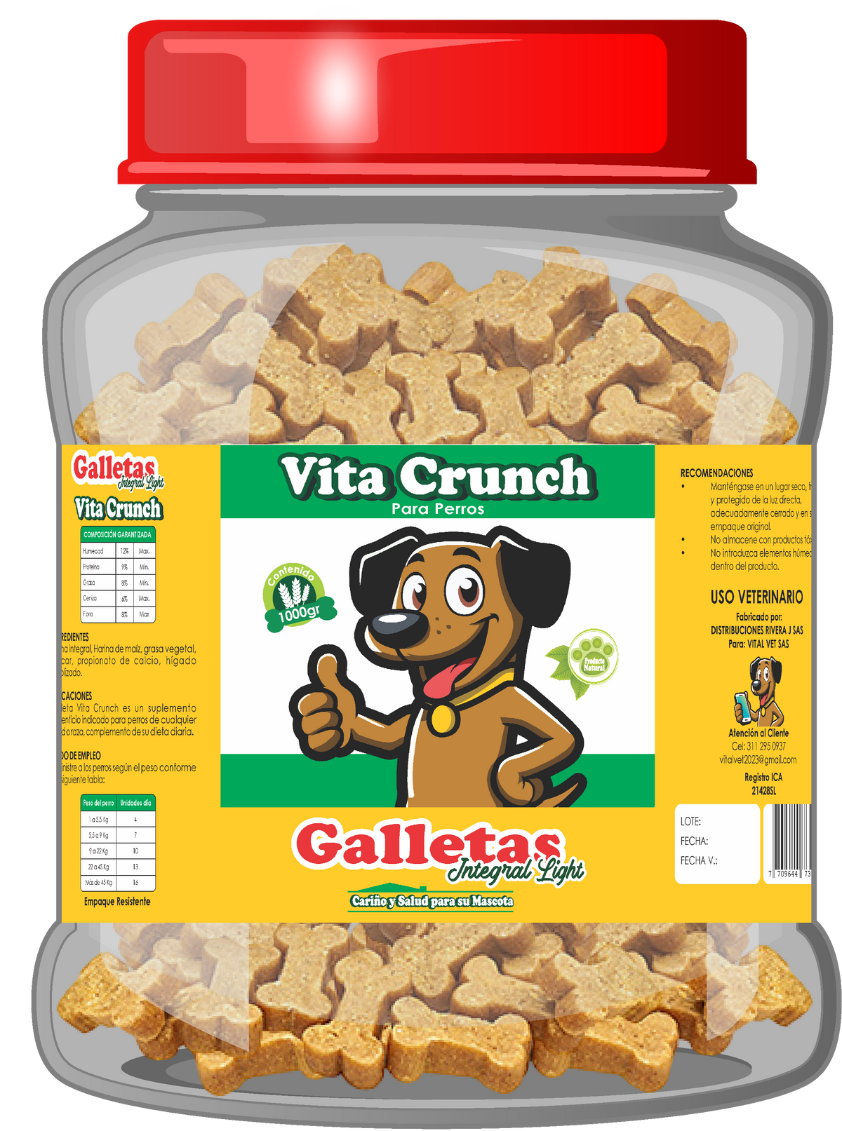Snack Para Perro Vita Crunch Galleta Bombonera Integral 1000 g