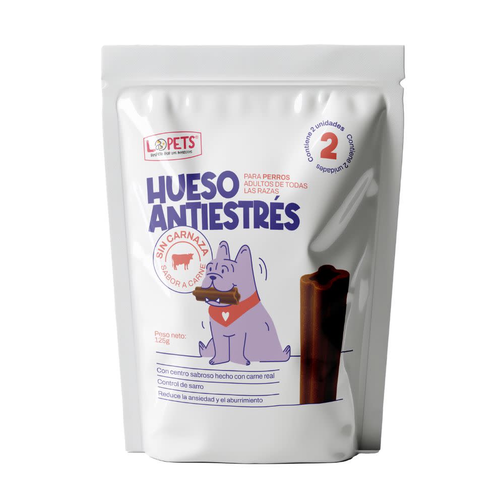Juguete Hueso Antiestres Carne para perro Lopets 125 g