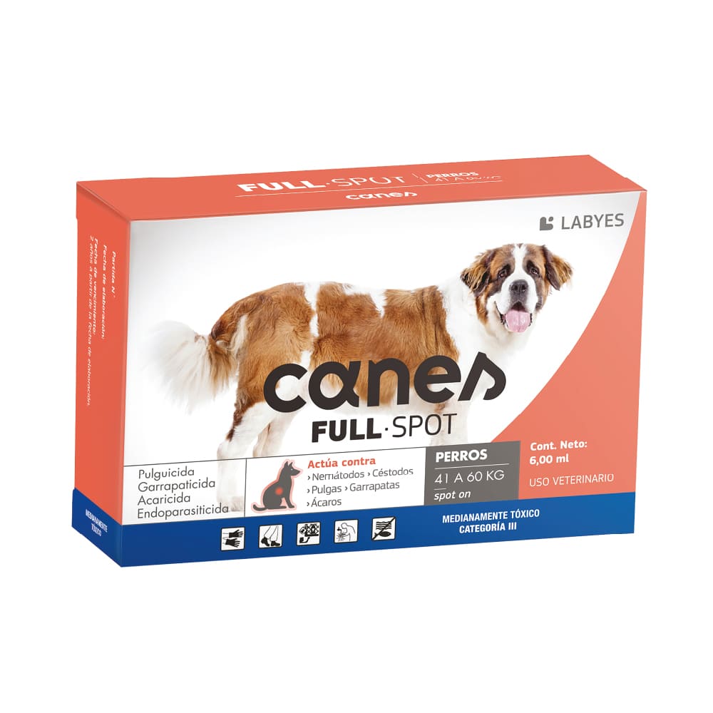 Antiparasitario Interno y Externo Para Perro Canes Fullspot 4 Semanas 41 - 60 kg