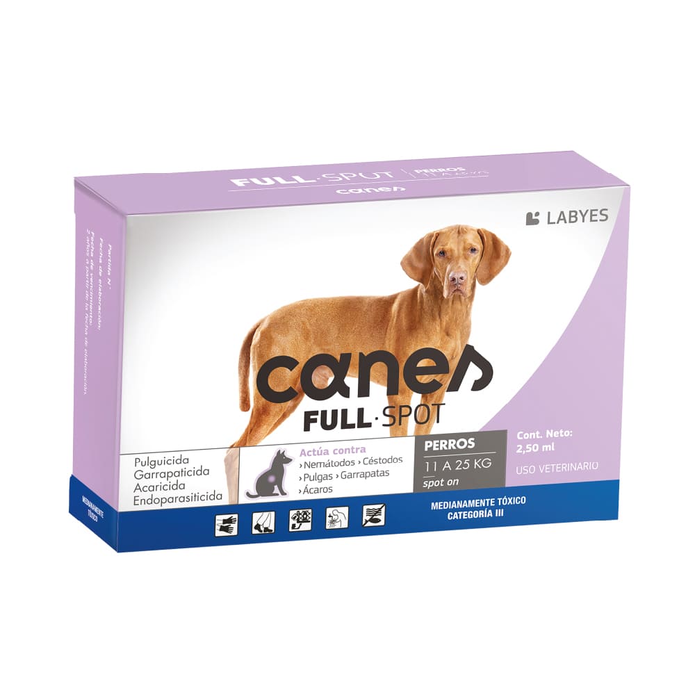 Antiparasitario Interno y Externo Para Perro Canes Fullspot 4 Semanas 11 - 25 kg