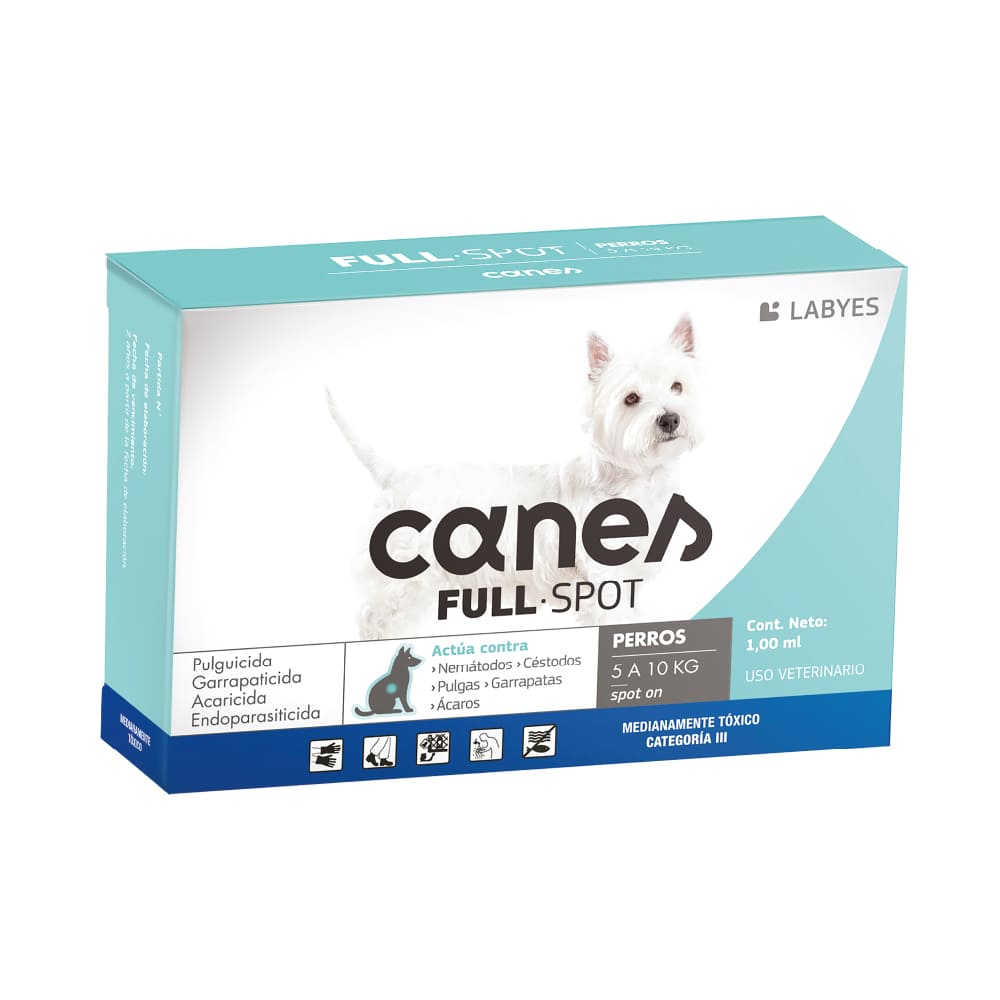 Antiparasitario Interno y Externo Para Perro Canes Fullspot 4 Semanas 5 - 10 kg