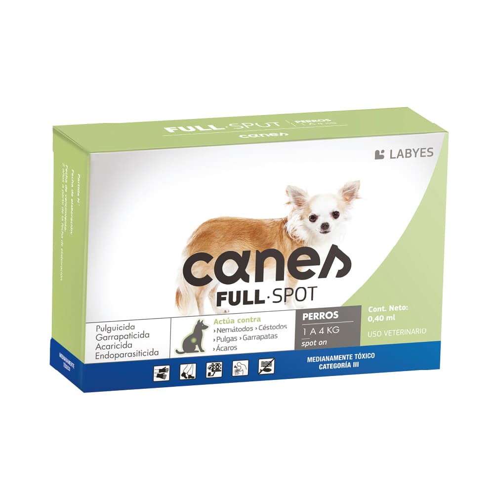 Antiparasitario Interno y Externo Para Perro Canes Fullspot 4 Semanas 1 - 4 kg
