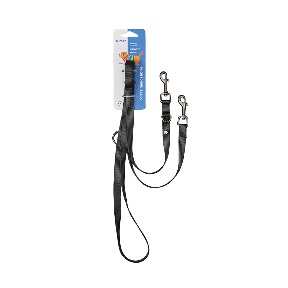 Correa Para Perro Manos Libre Nylon Negro Puppis L