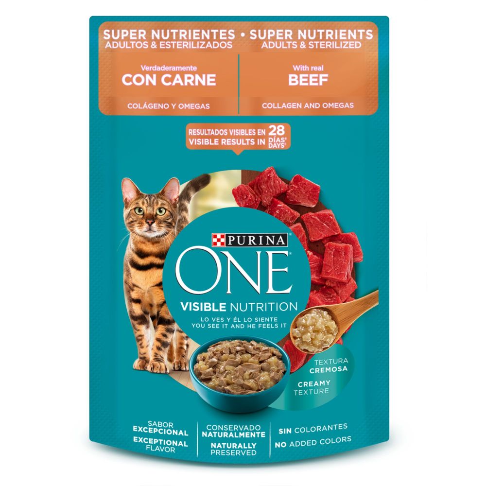 Alimento Húmedo Purina One para gatos esterilizados sabor carne 85 g