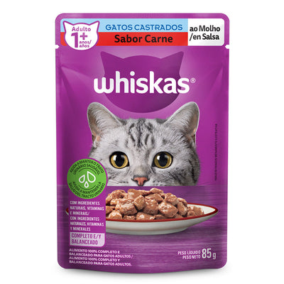Alimento Húmedo Para Gato Whiskas Castrados Carne 85 g