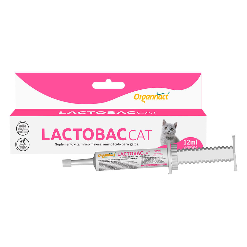 Suplemento Vitamínico para Gato Lactobac Organnact 12 ml