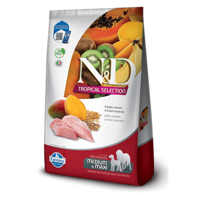 Alimento N&D Tropical Can Fgo Adt Md/Mx 2 + 0,5 kg