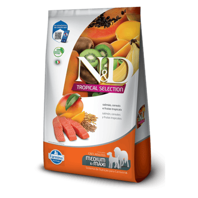 Alimento N&D Tropical Can Salm Adt Md/Mx 2 + 0,5 kg