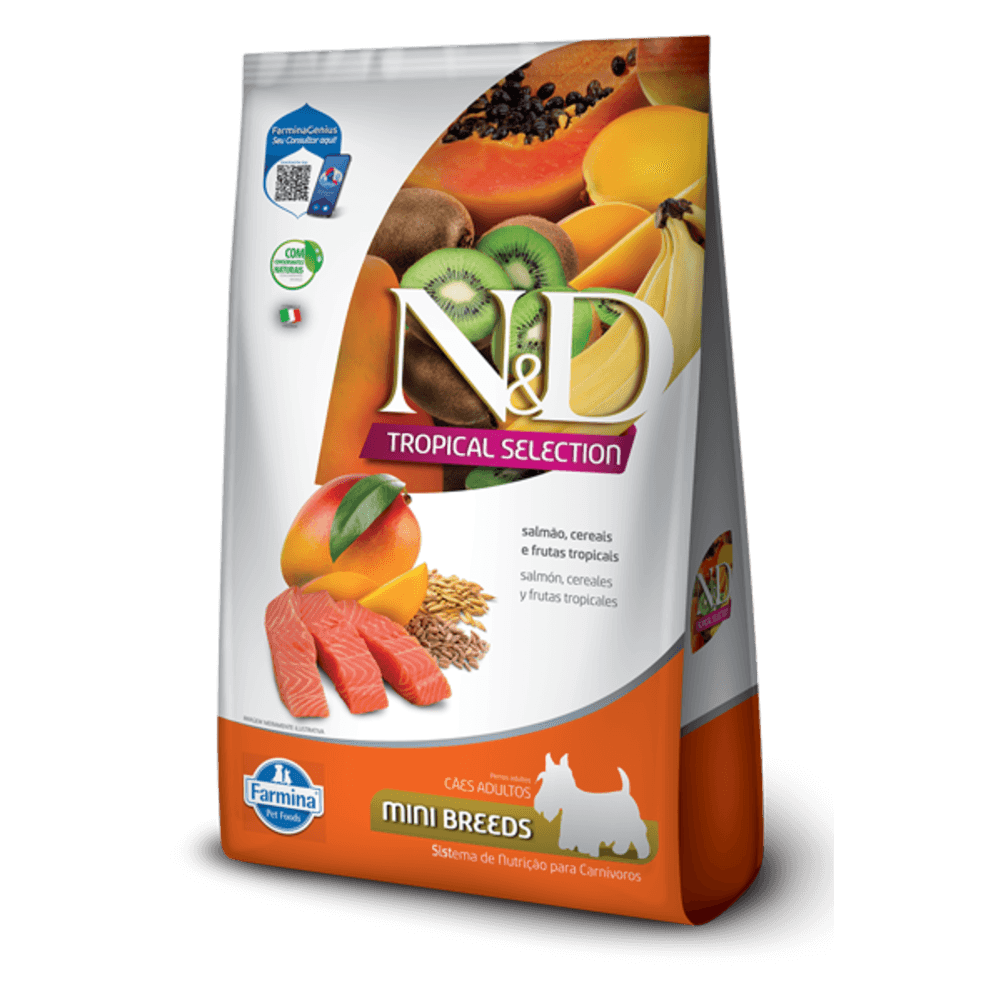 Alimento N&D Tropical Can Salm Adt Mini 2 + 0,5 kg