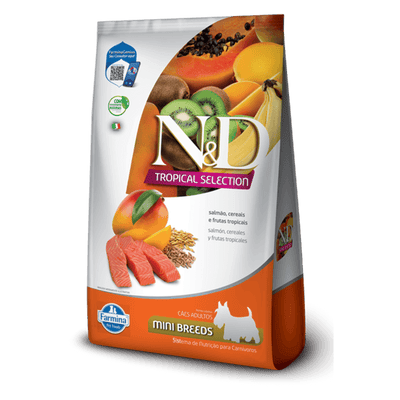 Alimento N&D Tropical Can Salm Adt Mini 2 + 0,5 kg