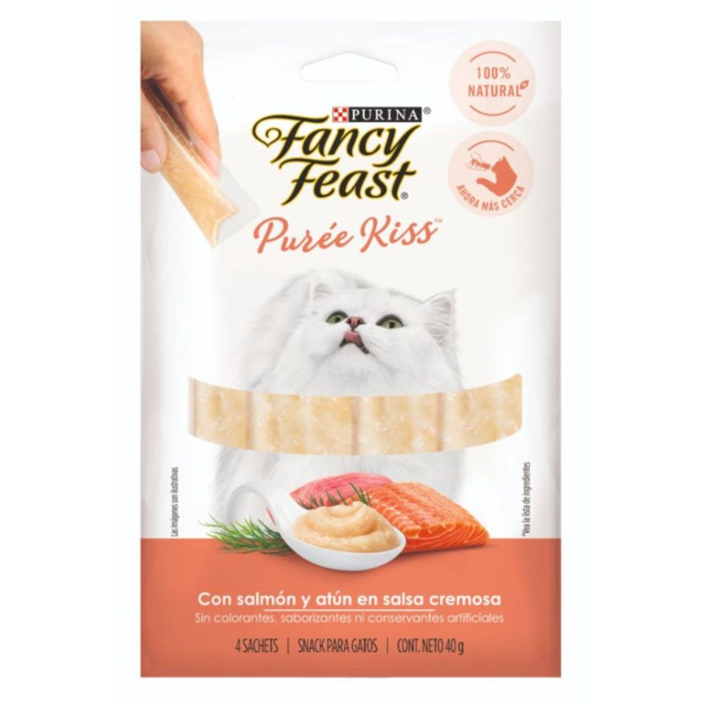 Alimento Húmedo Gato Fancy Feast Pouch Kiss Salmón Y Atún 40 g