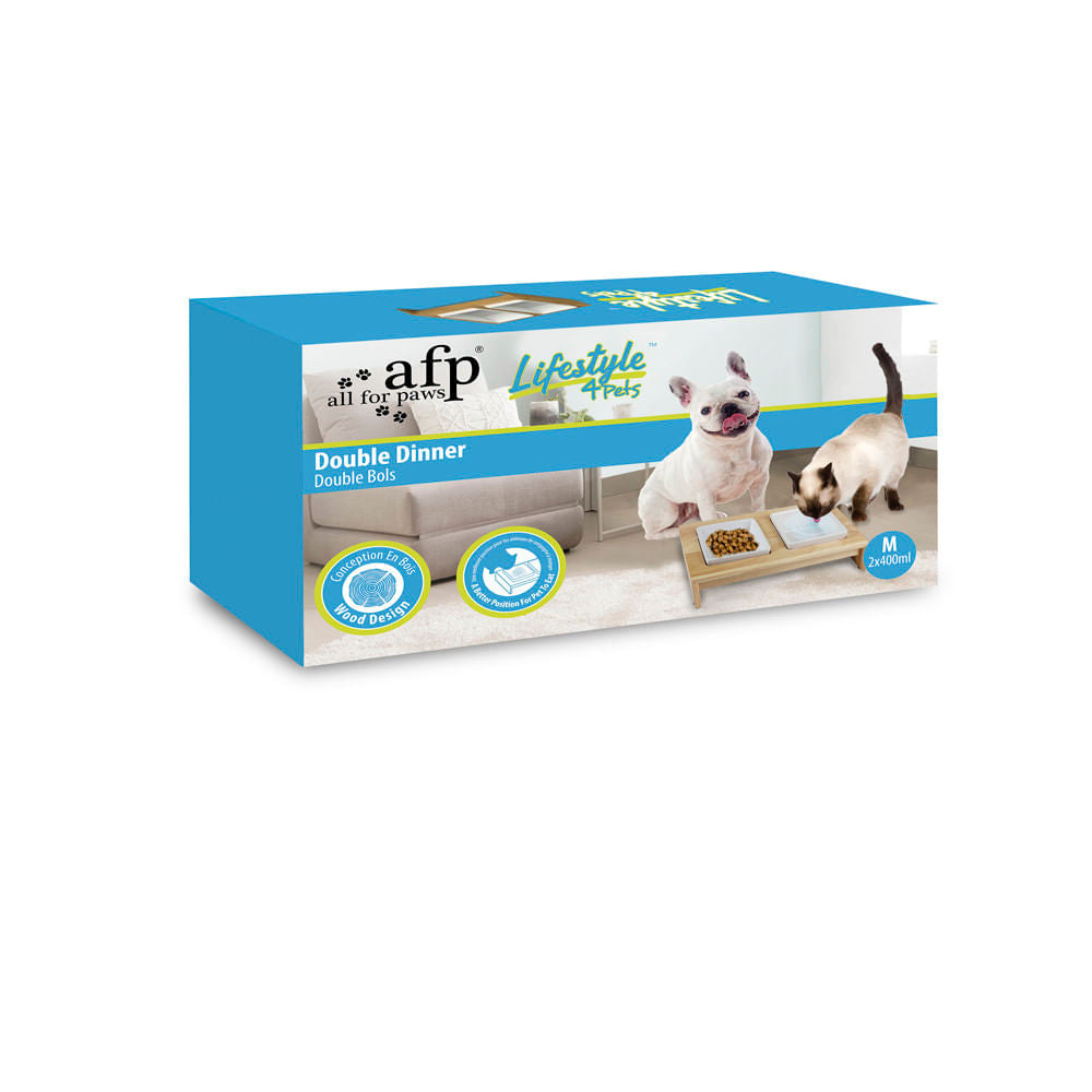 Comedero Afp Lifestyle4Pets Doble Dinner para Mascotas M