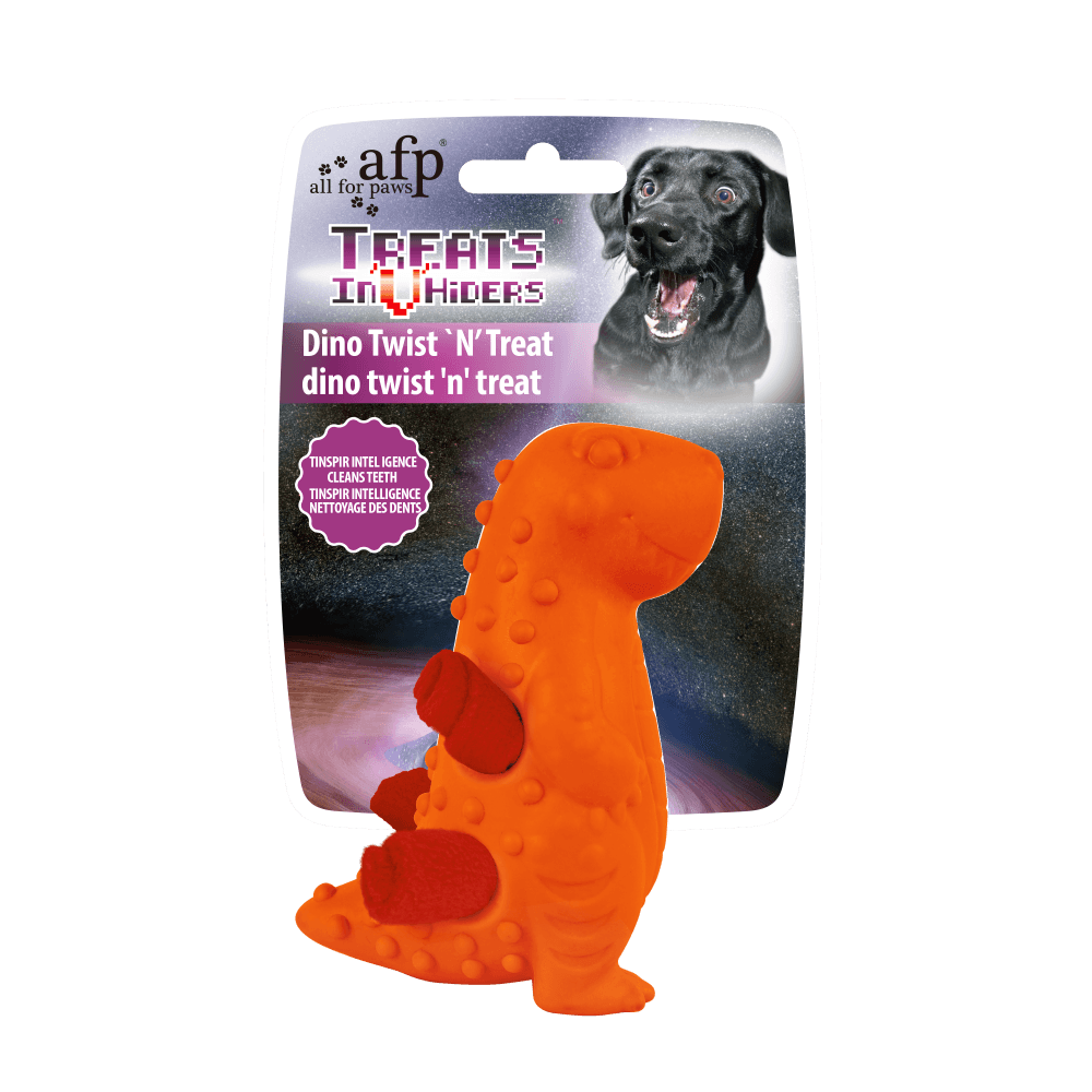 Dinosaurio Twist Treat Perro AFP Treat Hider 10,5 x 9 x 15,7 cm