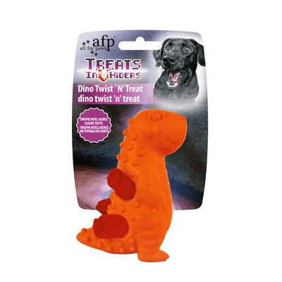 Dinosaurio Twist Treat Perro AFP Treat Hider 10,5 x 9 x 15,7 cm