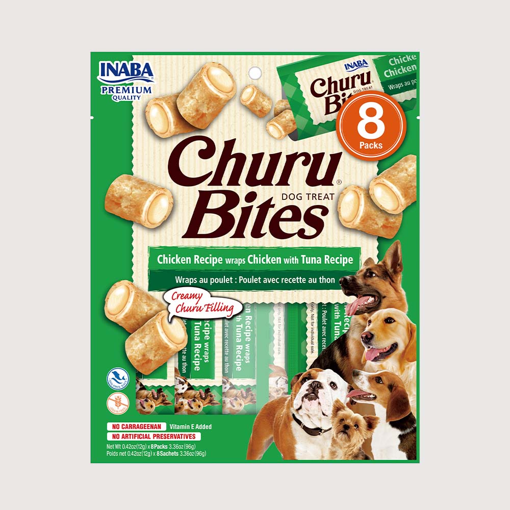 Snack Cremoso Para Perro Churu Bites Pollo Wraps Con Atún Viera 96 g
