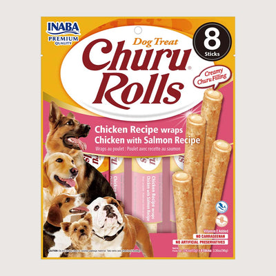 Snack Para Perro Churu Rolls Pollo - Salmón 96 g - 8 Piezas