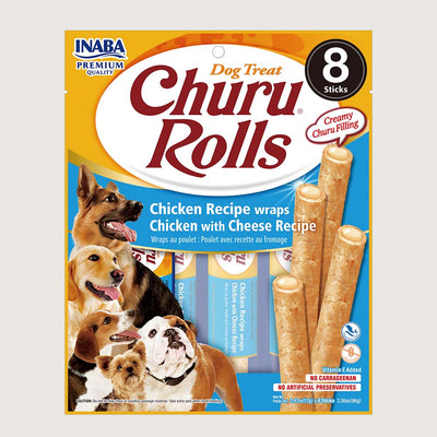 Snack Para Perro Churu Rolls Pollo - Queso 96 g - 8 Piezas