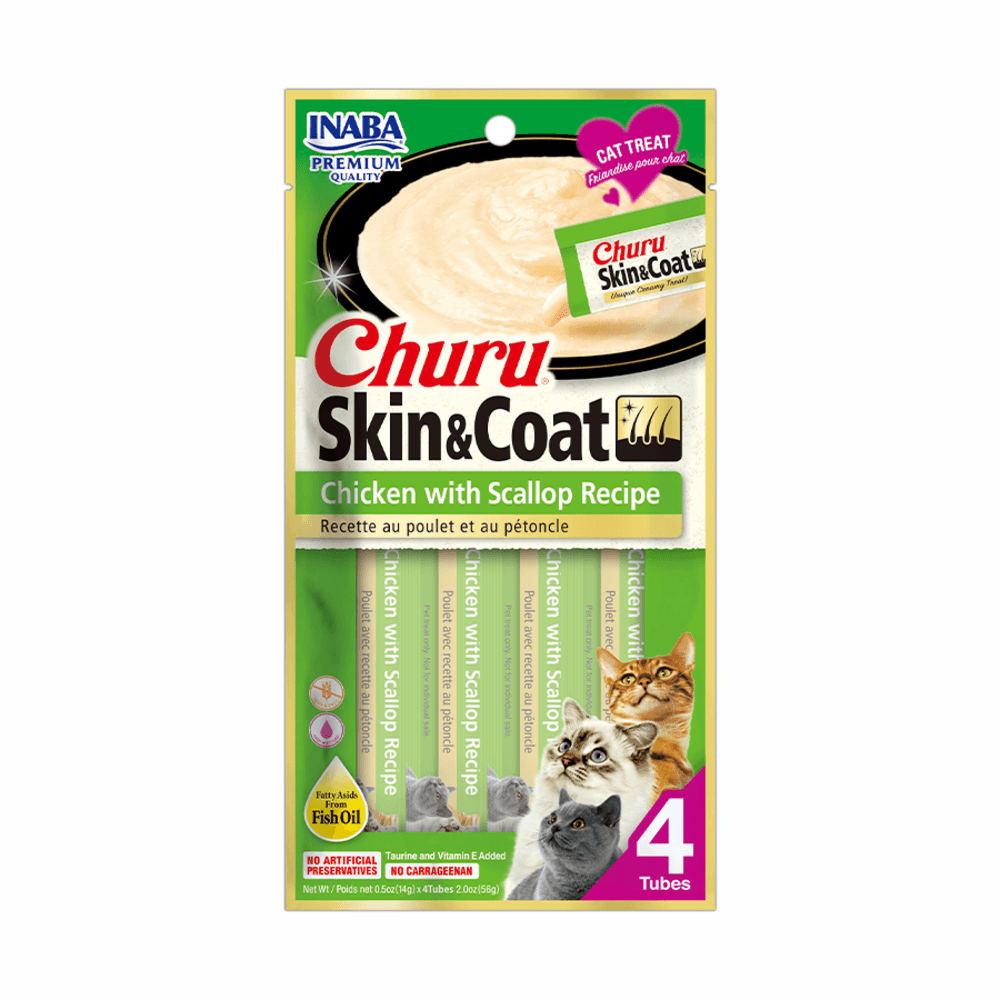 Snack Churu Skin & Coat Pollo y Vieira para Gato 4 x 14 g