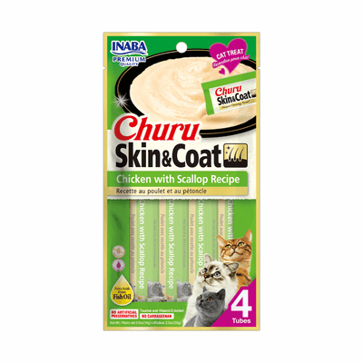 Snack Churu Skin & Coat Pollo y Vieira para Gato 4 x 14 g