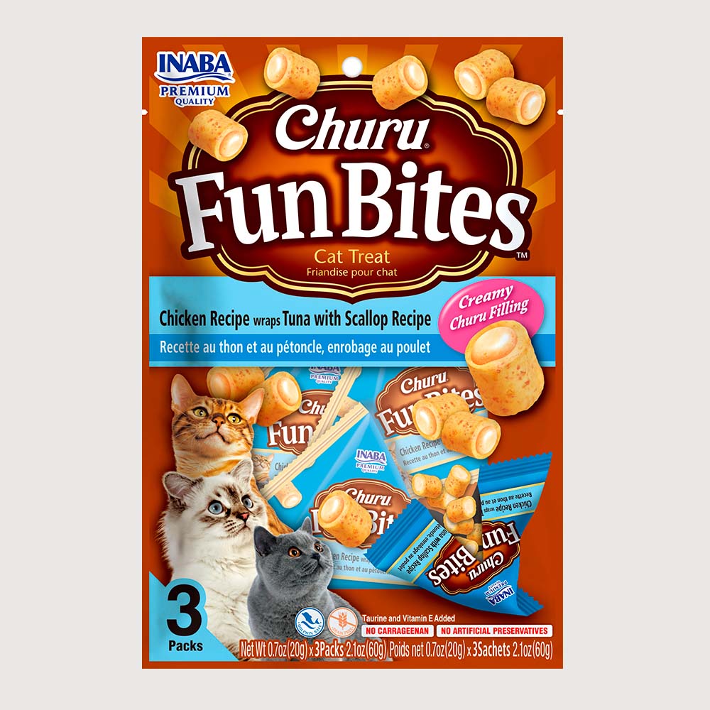 Snack Para Gato Churu Fun Bites de Pollo con Atún y Vieira 3 PACKS X 20 g