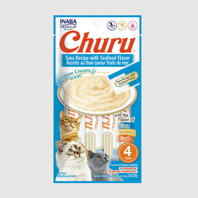 Snack Cremoso Para Gato Inaba Churu Tuna Y Seafood Flavor 14 g