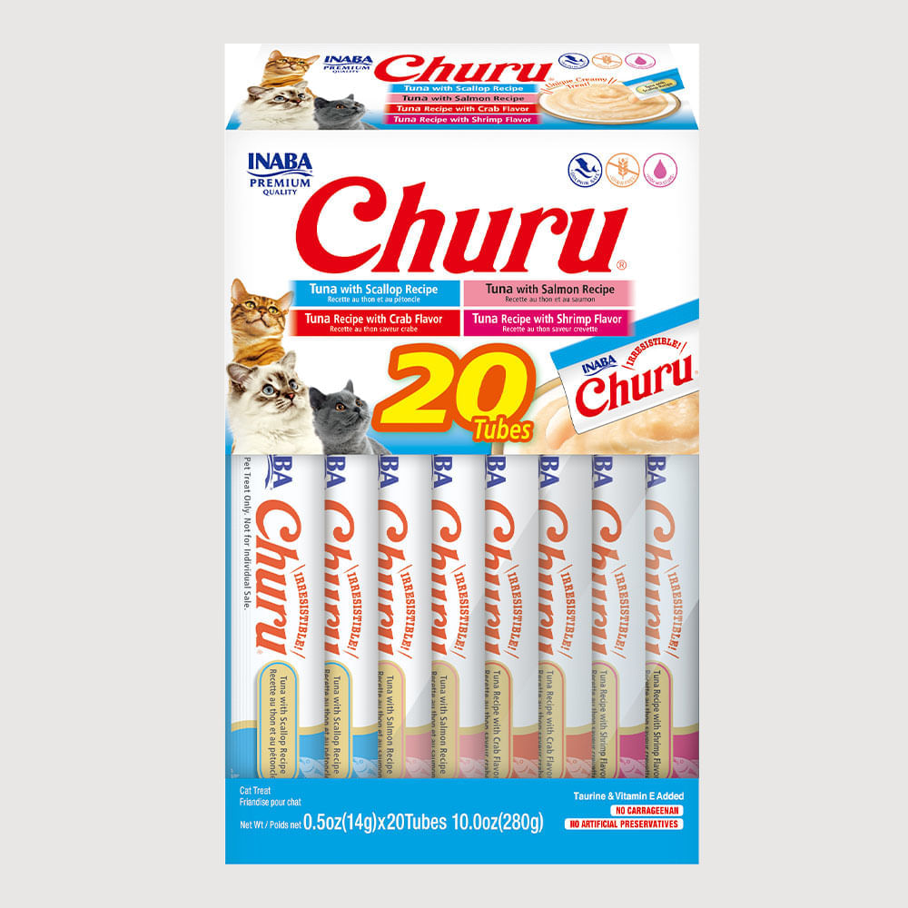 Snack Para Gato Cremoso Inaba Churu tuna seafood mix variety 20 tubos 280 g