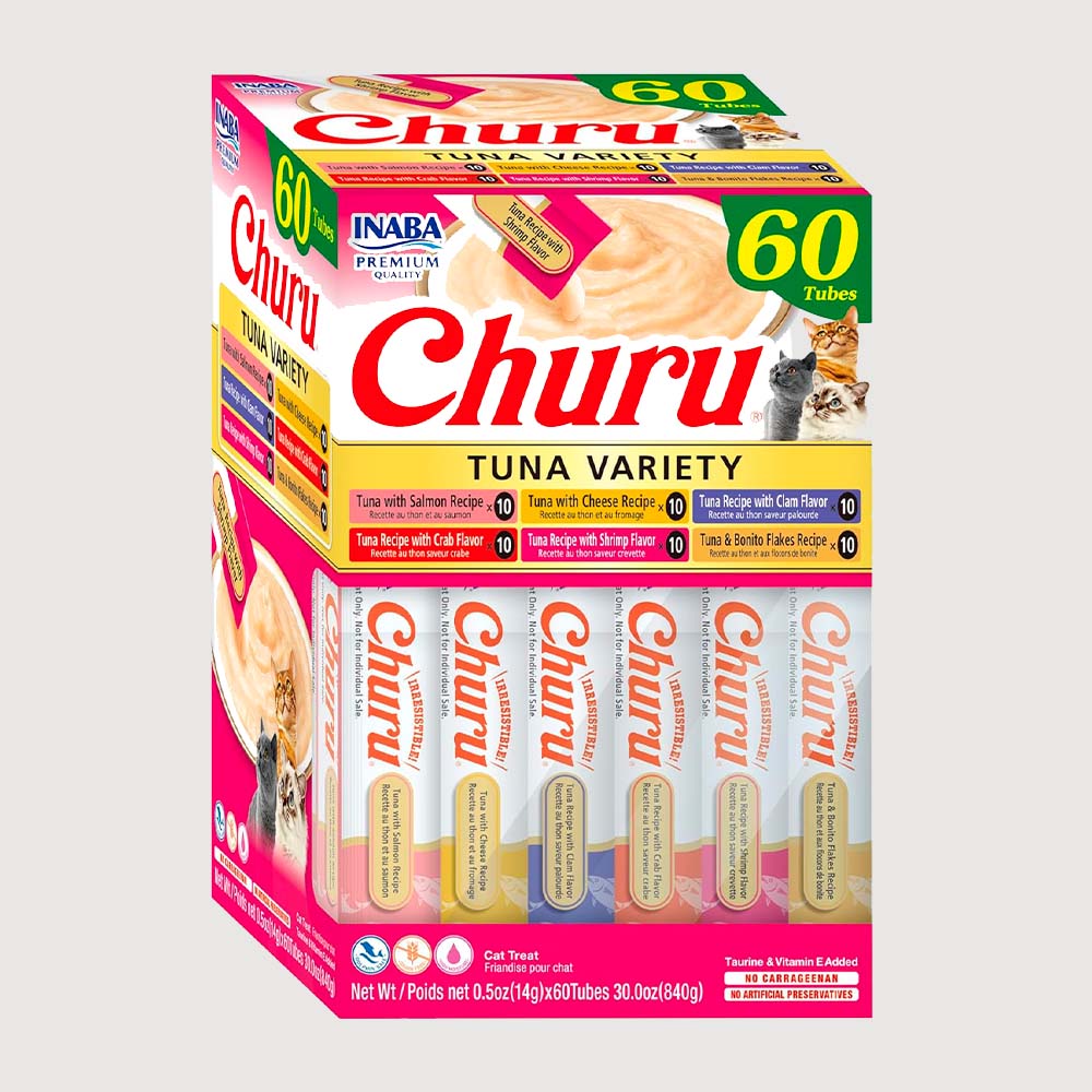 Snack Para Gato Caja Churu Variedad de Atún 60 TUBOS X 14 g