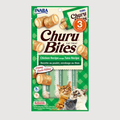 Snack Cremoso Para Gato Inaba Churu Bites Pollo Wraps Atún 30 g