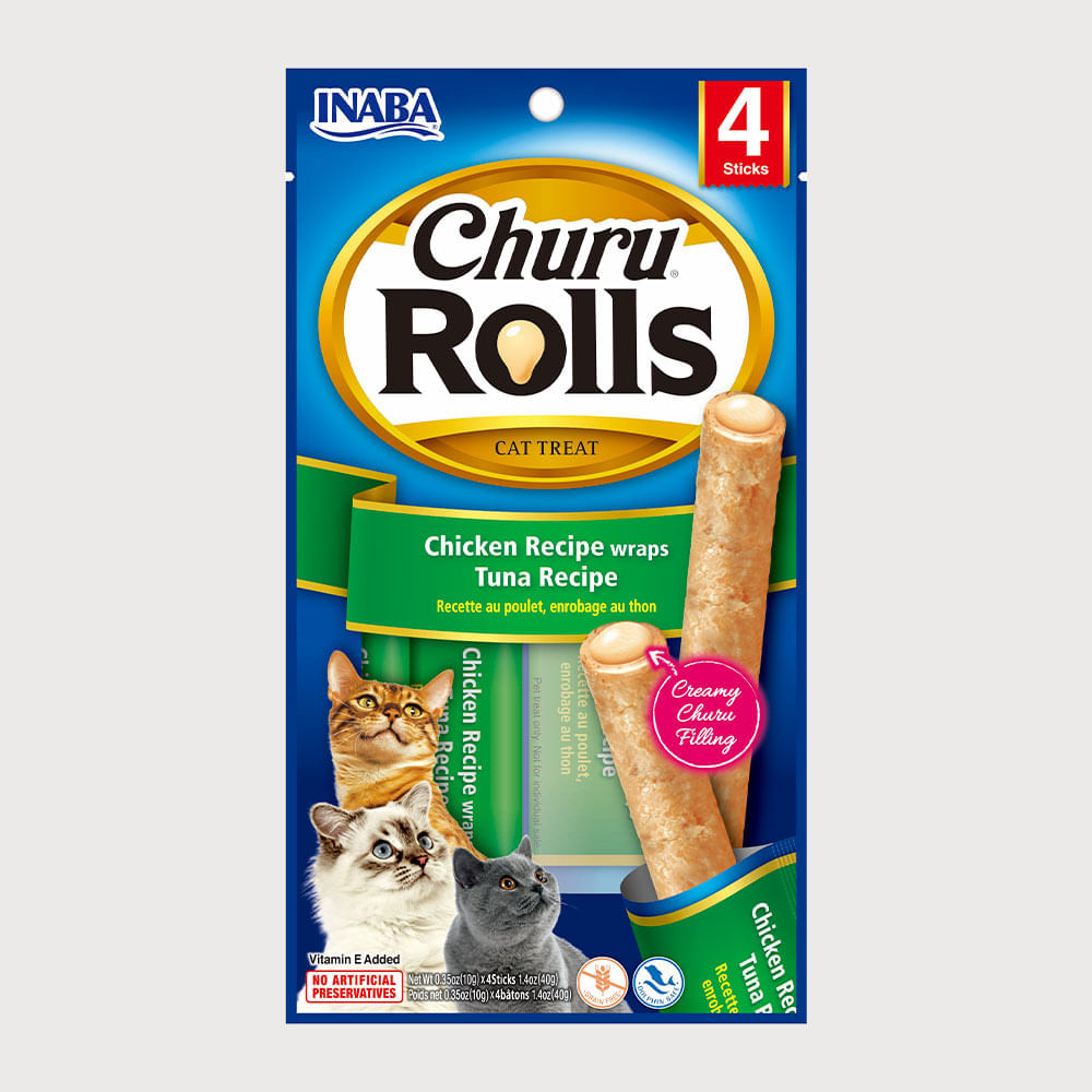 Snack Para Gato Churu Rolls Pollo - Atún 40 g - 4 Piezas