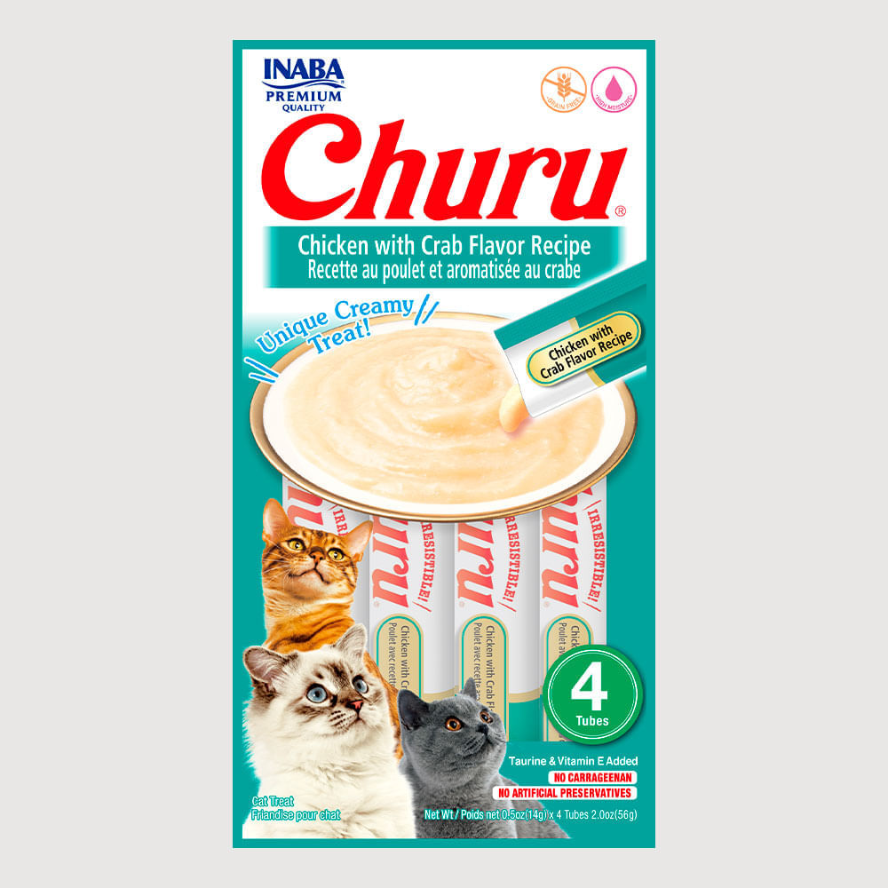 Snack Para Gato Cremoso Inaba Churu Pollo y Cangrejo 14 g