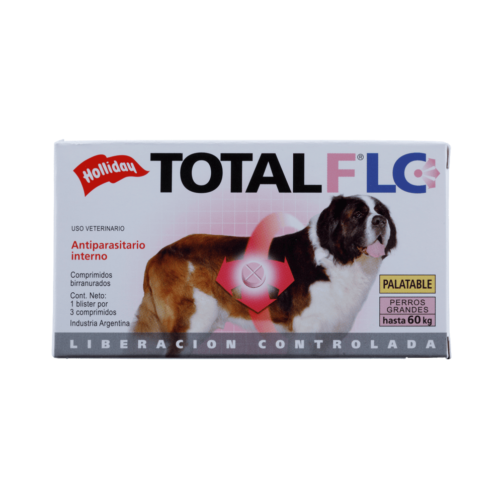 Antiparasitario Interno Para Perro Total FLC 60 kg - 2 comprimidos