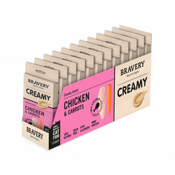 Bravery Creamy Chicken & Carrots Pack de 12 cajas de 56 g