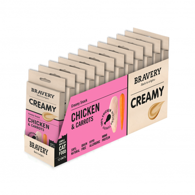 Bravery Creamy Chicken & Carrots Pack de 12 cajas de 56 g