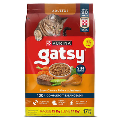 Gatsy - Alimento Gato Sabor Pollo y Carne - Pague 15 Kg Lleve 17 Kg
