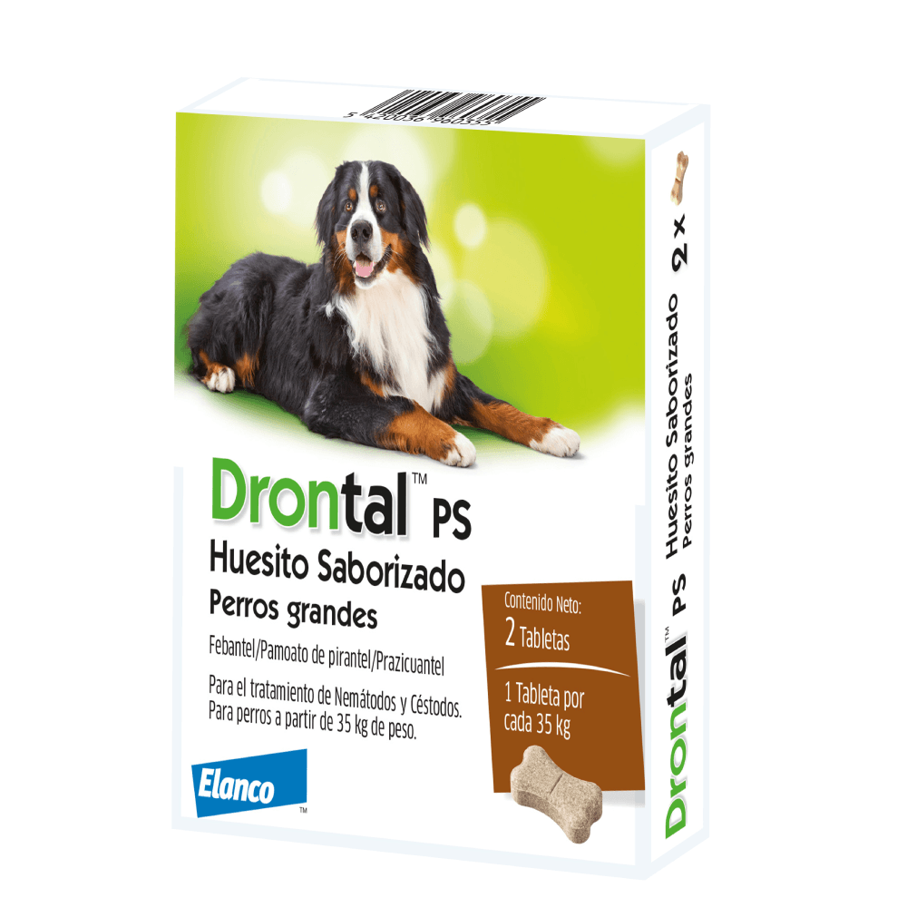Antiparasitario para Perro Drontal PS Huesitos Saborizados x 2 tab - 1 x 35 kg de peso