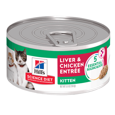 Alimento húmedo para gato Hills Science Diet Kitten saludable en lata sabor pollo 5,5 oz