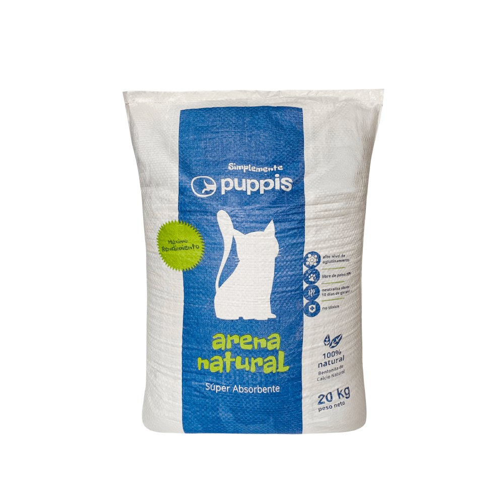 Arena Para Gato Puppis Bentonita Económica 20 kg