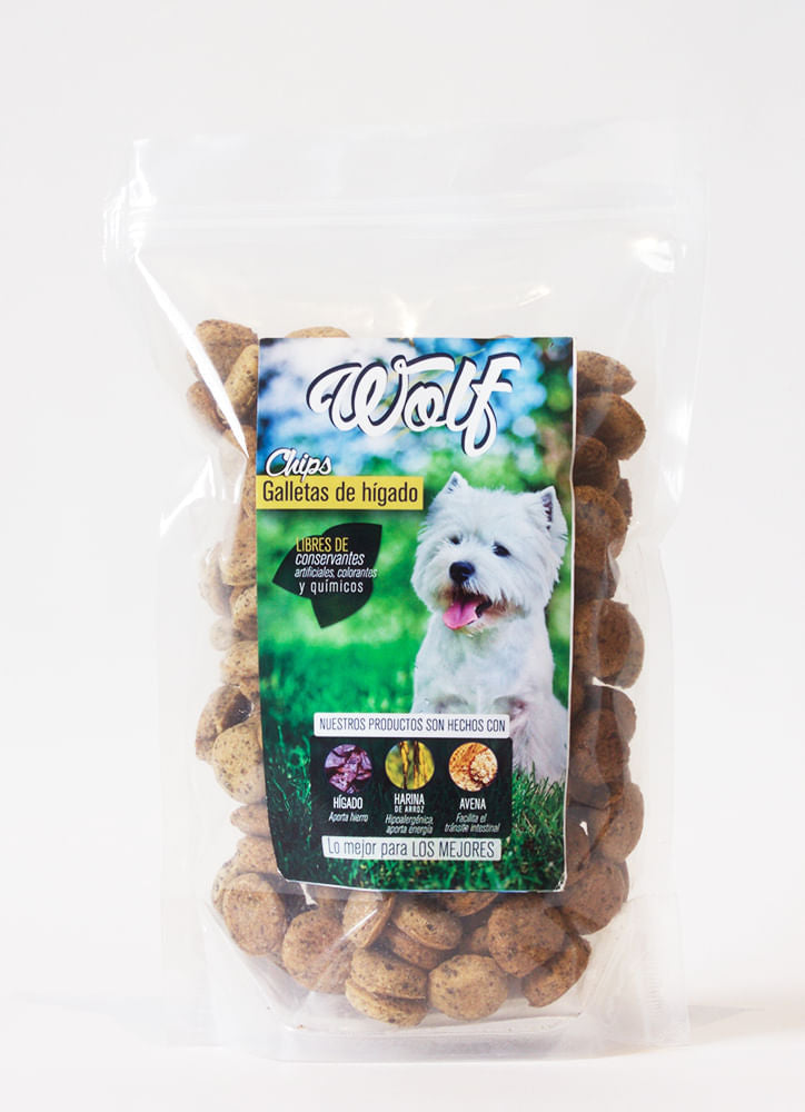 Snack Para  Perro Galleta Wolf Chips De Hígado 450 g