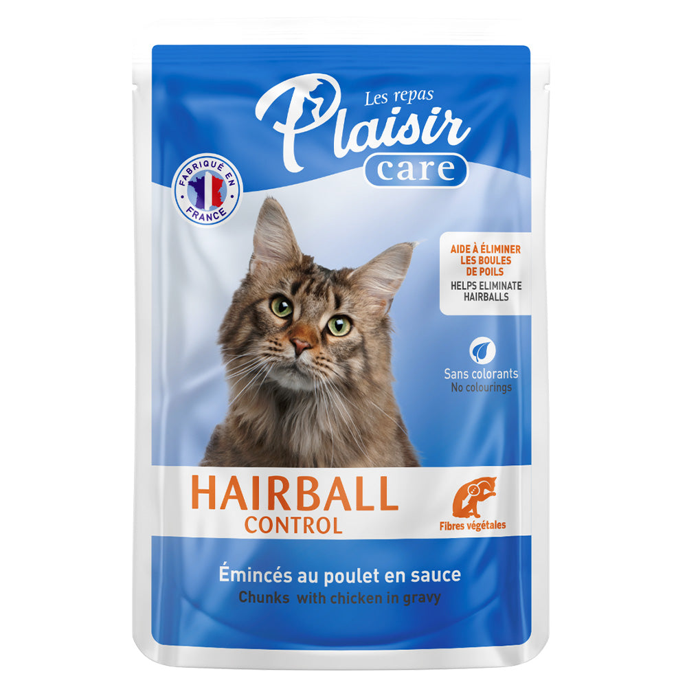Alimento húmedo Para Gato Adulto Plaisir Control De Bolas De Pelo Con Trocitos De Pollo En Salsa