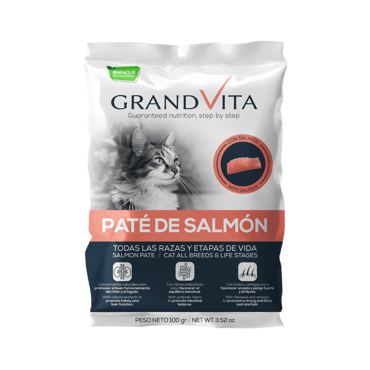 Alimento húmedo para gato Grand Vita Paté De Salmón Gato 100 Grs sabor salmón Unidad
